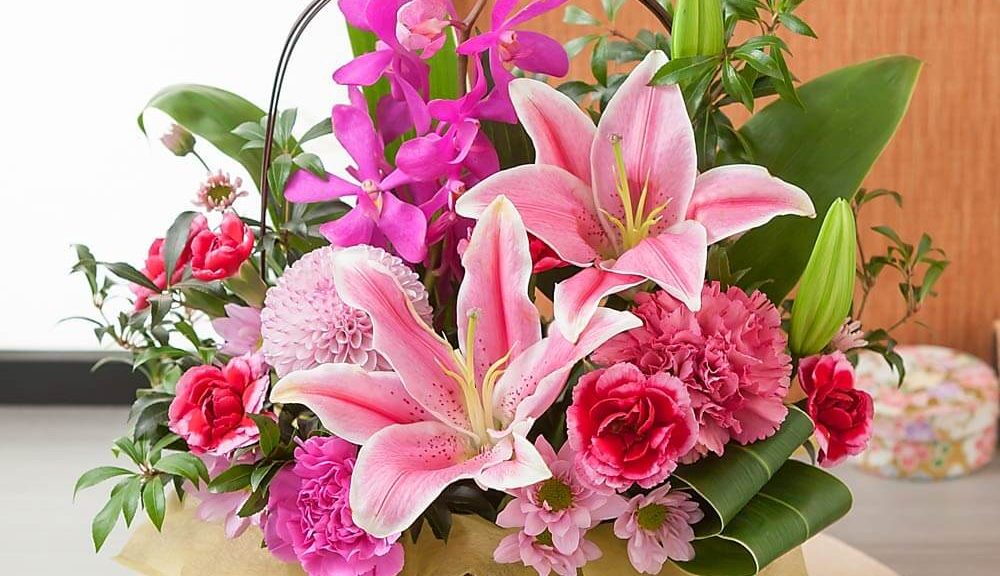 母の日　アレンジメント「華籠～華麗な贈り物～」